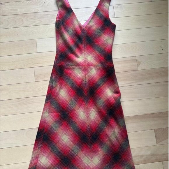 Vintage Sandra Angelozzi plaid dress in a warm tartan pattern - Picture 2 of 8